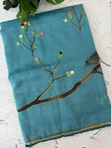Crush Georgette-Organza saree with kanta embroidery and 3D prints saree MSB3