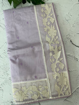 Mul chanderi cotton saree with organza applique borders MSH212 - Lavender