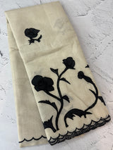 Tissue cotton applique work saree MS6743(1)- Black