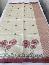 Blended tussar silk saree with embroidery- MSH490