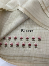 Blended tussar saree with embriodery - MS8667 PearlCream