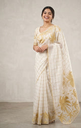Check Mul chanderi saree with applique work MSH157