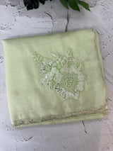 Crush Organza saree with applique work MBS676 PastelMintGreen