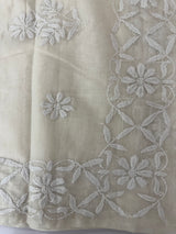 Mul chanderi chikankari embriodery saree MSH291 (5) Offwhite