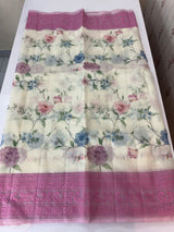 Chanderi digital printed saree with chikankari embriodery MSH171