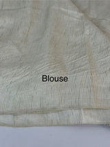 Blended tussar saree with embriodery - MS8665 Pearl Cream