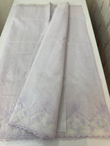Khadi Linen saree with net applique borders MSH247 PaleLavender