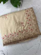 Soft crepe tussar silk saree with embroidery and cutwork MSH207