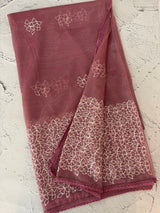 Glass tissue organza saree with embroidery MSF122 DustyPink