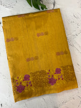 Crushed Matka Blended Tussar silk saree with embroidery MS4890 - Mustard