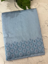 Crushed Matka Blended Tussar silk saree with cutwork borders MS4890 PowderBlue