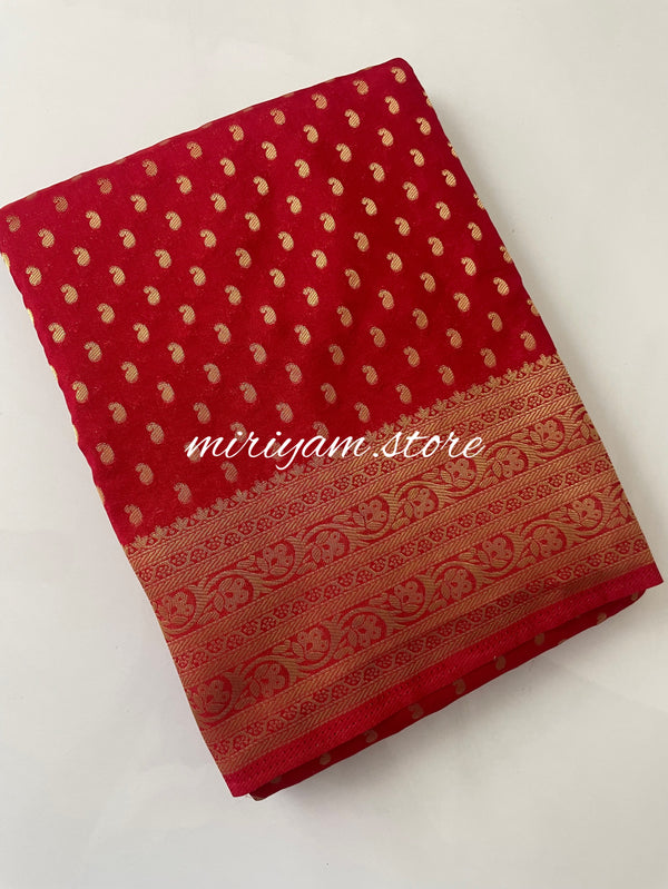 Semi Banarasi saree MBS6522 Red