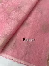 Viscose organza saree with thread work - MSH925 Pink