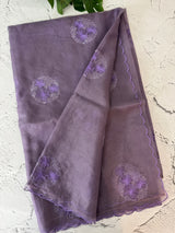 Semi Organza saree with embroidery - MSH375 DustyLavender