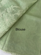 Tissue mix soft Organza saree with applique work MSCK38 Dusty PastelGreen