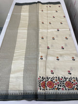 Blended tussar silk saree with embroidery- MSH490