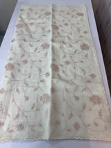 Mul chanderi tissue applique work saree MSH139 (2)- Offwhite