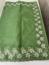Soft organza saree with sequins cutwork borders- MCW541 - Green