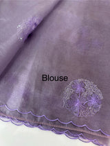 Semi Organza saree with embroidery - MSH375 DustyLavender