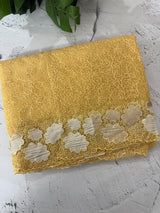 Soft Organza saree with thread work and tissue applique borders - MCW605 Yellow