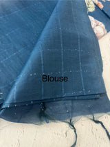 Semi tussar saree with applique work and embroidery MTS3711