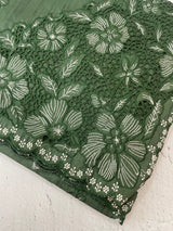 Cutwork Semi tussar saree MTSS680 DarkGreen