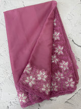 Soft organza saree with sequins cutwork borders- MCW541 - OnionPink