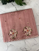 Blended tussar silk saree with embroidery- MS1072 NudePeach