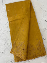 Crushed Matka Blended Tussar silk saree with embroidery MS4890 - Mustard