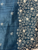 Semi tussar saree with embroidery MST121- Teal