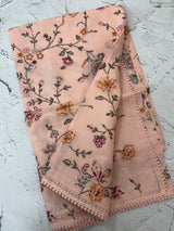 Silky kota saree with cross stitch embroidery MS9832 PastelPeach