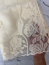 Viscose Organza saree with applique work-MSH101 (2) Ivory