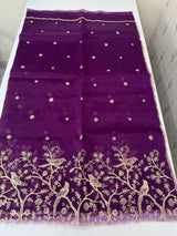 Silk organza saree with metallic zari work - MS14634 Purple