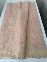 Khadi supernet saree with net applique borders MSH208 (2) - PastelPeach