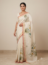 Tissue linen saree with blouse MS14462 (4)