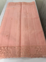 Viscose Organza saree with applique work-MSH101 PeachPink