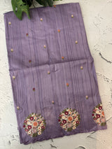 Blended tussar silk saree with embroidery- MS1072 Lavender