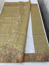 Blended tussar saree with cutwork border- MSHK695