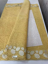 Soft Organza saree with thread work and tissue applique borders - MCW605 Yellow