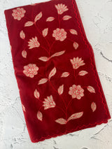 Organza saree with tissue applqiue work - MSH989 OrangyRed