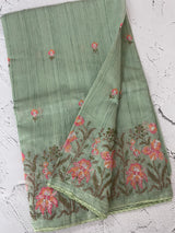 Blended matka Tussar silk saree with embroidery MS4856