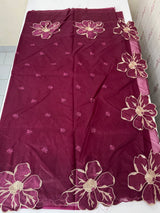 Organza saree with embroidery borders MOS4765 Wine