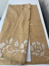 Soft mul chanderi saree with applique work- MSH200 Chiku