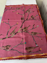 Crush Georgette-Organza saree with kanta embroidery and 3D prints saree MSB3