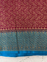 Banarasi semi katan saree with contrast border MKS455 Wine to CobaltBlue