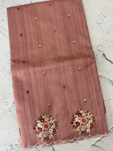 Blended tussar silk saree with embroidery- MS1072 NudePeach