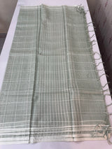 Soft organza saree with thread checks and sequence work MOS867 (5) - DustyGreen