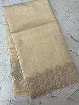 Crushed Matka Blended Tussar silk saree with cutwork borders MS4890 Cream