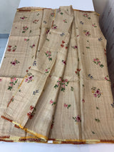 Pure desi tussar silk saree with kanta border- MTSB6