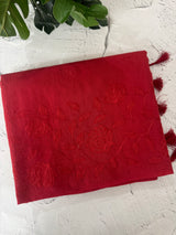 Mul chanderi saree with applique work MSH179 Red